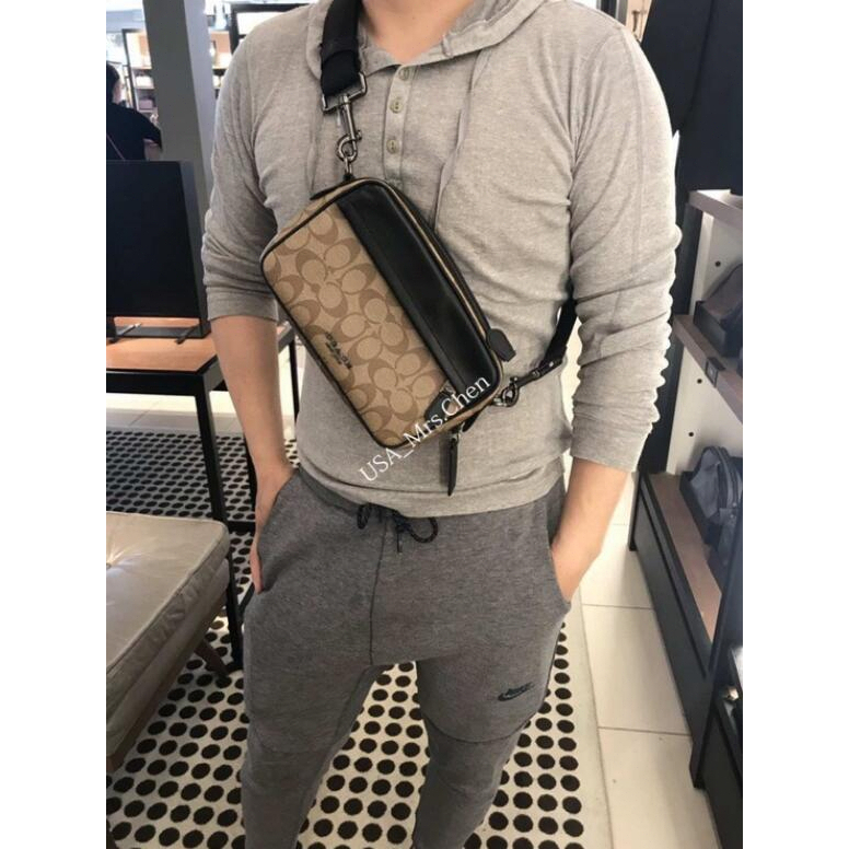 COACH Túi Đeo Chéo Nam、 túi máy ảnh, giấy chứng nhận mua hàng chính hãng F50715