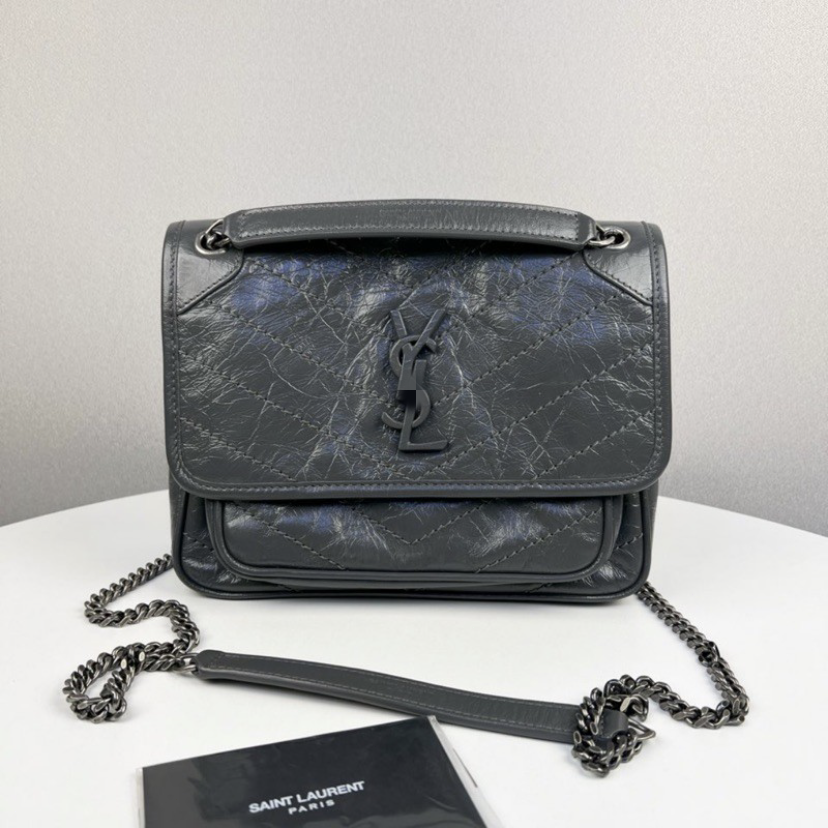 YSL Vintage Postman Bag Túi Xách Nữ Dầu Wax Chain Single Shoulder Bag Túi Đeo Chéo Túi Nách Túi Thời Trang 100% Túi Đeo