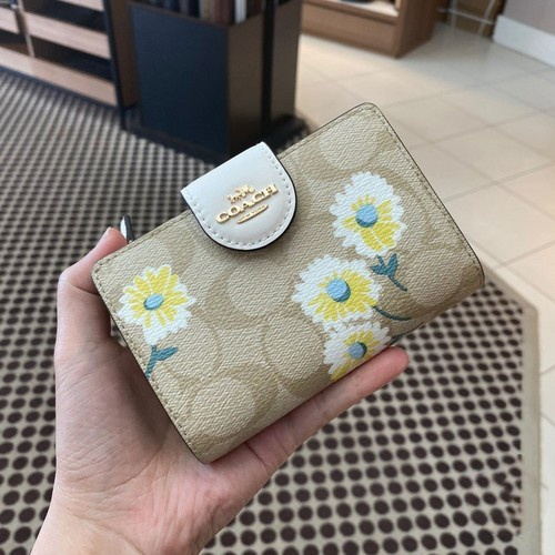 CoachVí Da Gập Dáng Ngắn Có Khóa Kéo C0082 6390 C3454 C3375 C3452 C3453 3773
