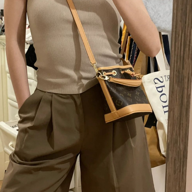 Louis Vuitton Old Flower Bucket Bag Túi Xách Vai Đơn Túi Đeo Chéo Túi Xách Vai Túi Xách Tay Túi Xách Nữ Dây Rút Túi Xách