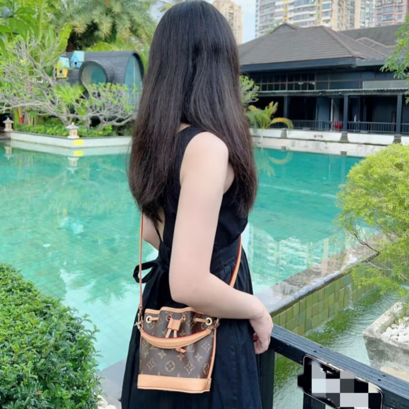 Louis Vuitton Old Flower Bucket Bag Túi Xách Vai Đơn Túi Đeo Chéo Túi Xách Vai Túi Xách Tay Túi Xách Nữ Dây Rút Túi Xách