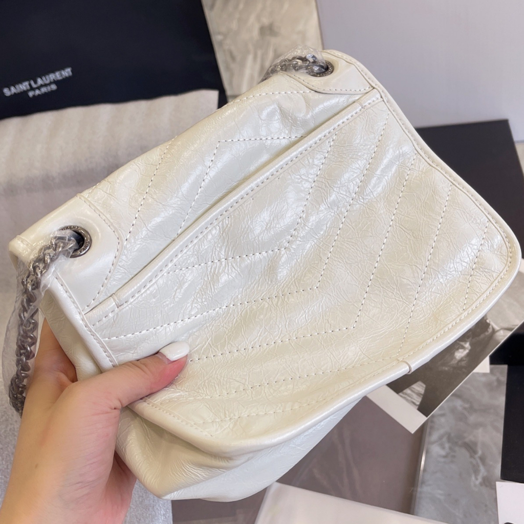 YSL Vintage Postman Bag Túi Xách Nữ Dầu Wax Chain Single Shoulder Bag Túi Đeo Chéo Túi Nách Túi Thời Trang 100% Túi Đeo