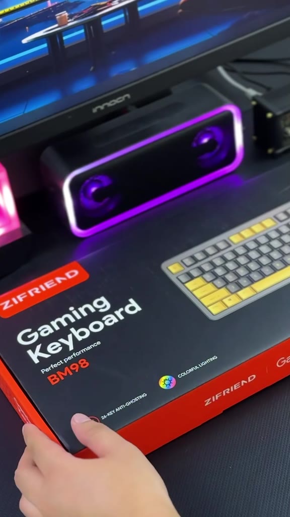 Bàn phím giả cơ gaming ZIFRIEND BM98 bàn phím màng đèn nền cầu vồng gõ mượt mà với điều khiển âm lượng | BigBuy360 - bigbuy360.vn
