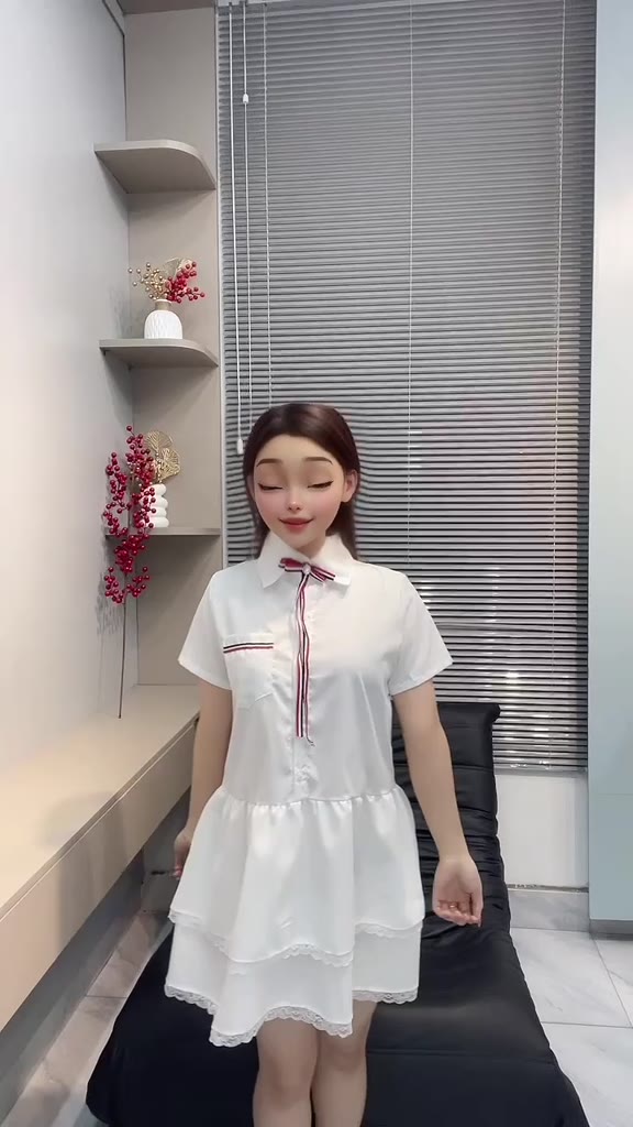 Váy Sơ Mi Babydoll Dáng Ngắn 2 Tầng Phối Viền Ren Đính Dây Nơ Đỏ Tặng Kèm Quần Trong | BigBuy360 - bigbuy360.vn