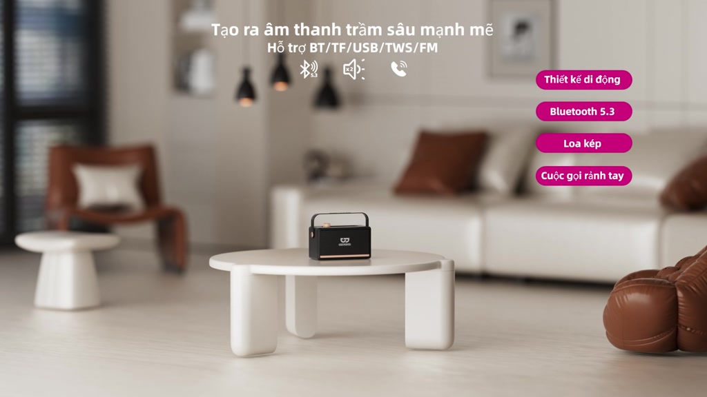 Loa Bluetooth không dây Goojodoq 5.3 Âm thanh nổi hai chiều Hỗ trợ cuộc gọi rảnh tay Thẻ TF Đĩa U | BigBuy360 - bigbuy360.vn