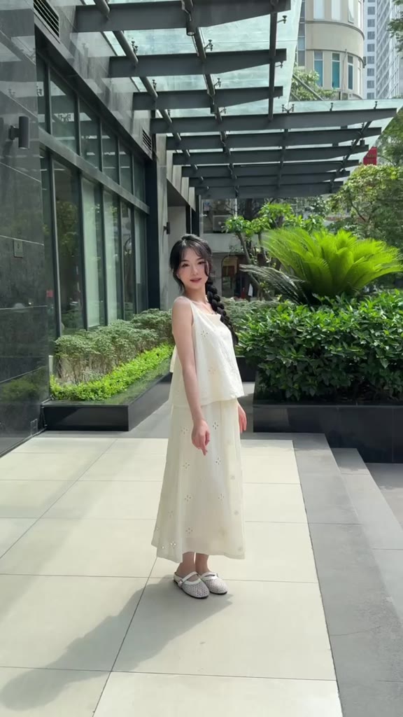 Set Áo Váy Thô Boi Thêu Hoa Hai Dây Buộc Nơ Lưng Kèm Chân Váy Dáng Dài - Váy Mùa Hè Đi Biển - 29feb.closet - S277 | BigBuy360 - bigbuy360.vn