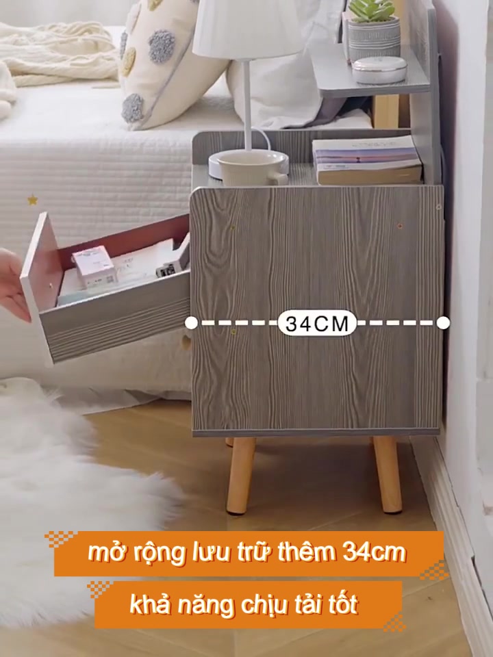 HUHU Tủ đầu giường thông minh, kệ để đồ đa năng, tủ nhỏ phòng ngủ, thiết kế hiện đại, tiện lợi | BigBuy360 - bigbuy360.vn