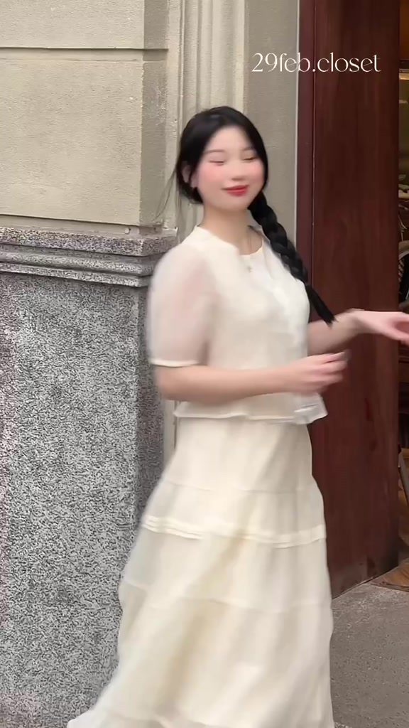 Set Áo Ngắn Tay Kèm Chân Váy Tầng Dáng Dài Xòe Nhẹ Nhàng Sang Chảnh Chất Tơ Sần - 29feb.closet - S166 | BigBuy360 - bigbuy360.vn