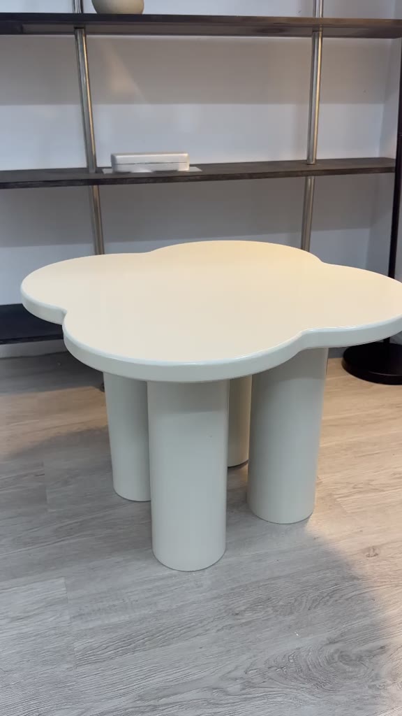 Bàn decor mặt cánh hoa, bàn sofa chân trụ IINE gỗ MDF chống ẩm 50*50*38cm | BigBuy360 - bigbuy360.vn