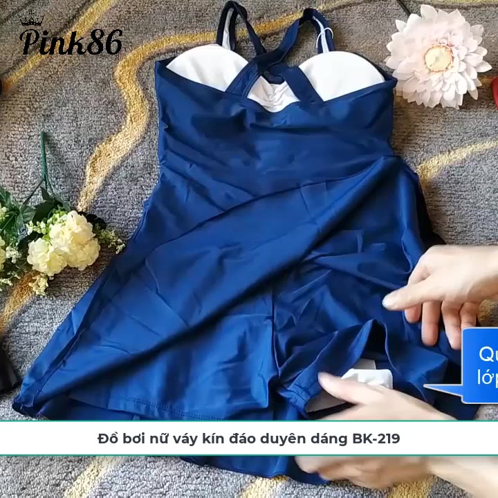 Đồ bơi nữ dáng váy kín đáo, đồ bơi váy liền có quần short bên trong BK-219i | BigBuy360 - bigbuy360.vn