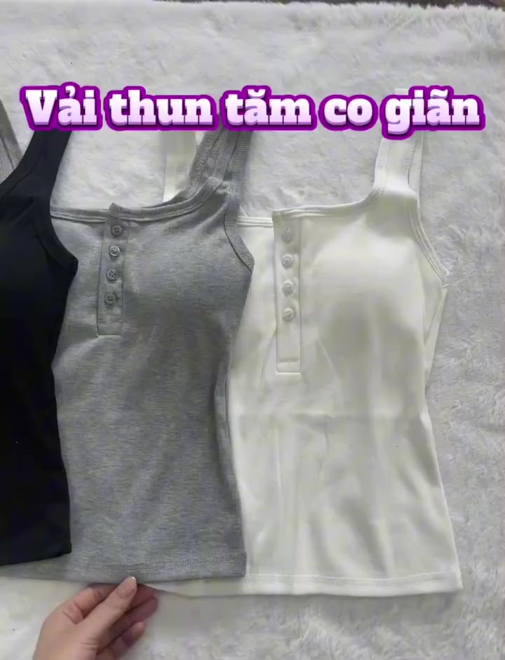[CÓ MÚT]Áo Ba Lỗ Nữ Khuy Cài Kèm Mút Ngực Croptop Kiểu Dáng Trẻ Trung HA369 | BigBuy360 - bigbuy360.vn