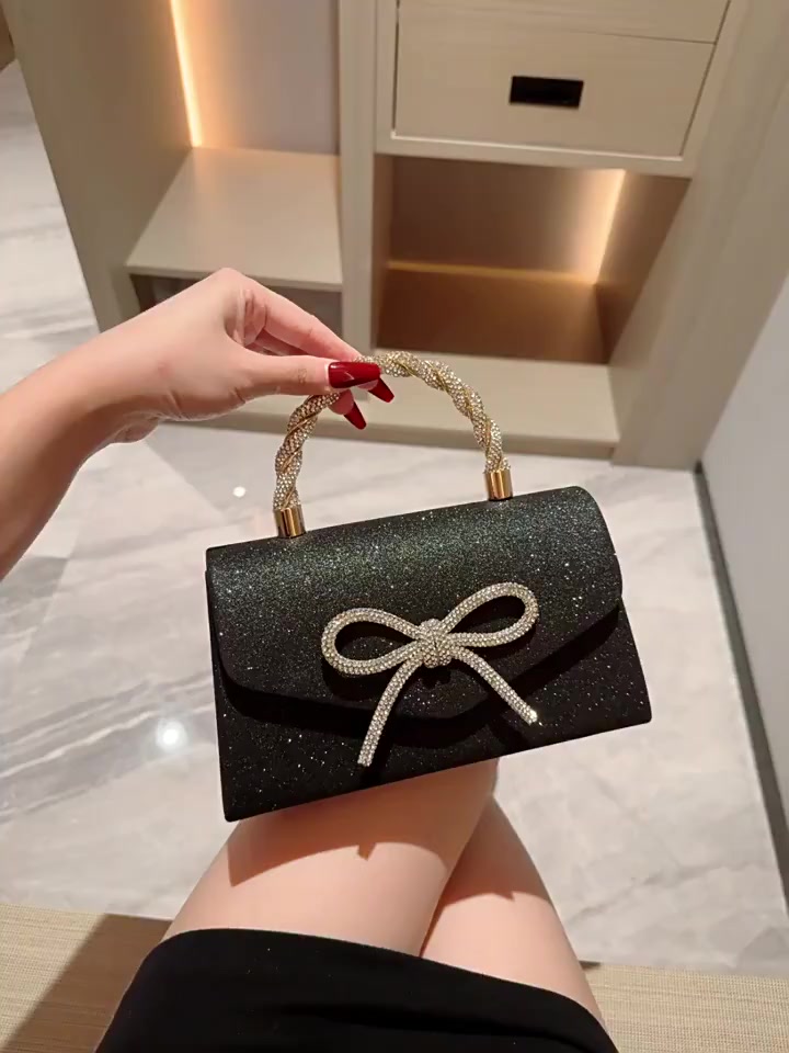 Túi xác nữ đi tiệc cưới đi chơi sang chảnh đính nơ đá lấp lánh,đeo chéo,đeo vai có quai xách - HT089 | BigBuy360 - bigbuy360.vn