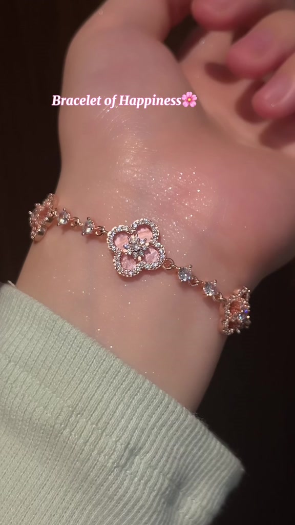 Set vòng cổ và vòng tay SAKURA cỏ 4 lá charm hoa đá xà cừ mạ vàng trắng DECOCO ACC ( kèm Túi giấy + Hộp + Thiệp ) | BigBuy360 - bigbuy360.vn
