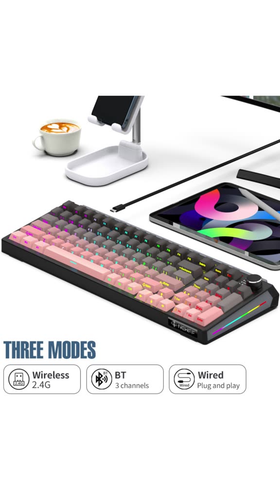 Bàn phím cơ Fullsize không dây JK980  - 3 mode kết nối - Cấu trúc gasket mount - Led RGB - Layout 98 phím - App Macro | BigBuy360 - bigbuy360.vn