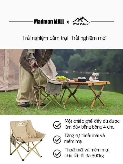 ghế camping, ghế gấp gọn, ghế dã ngoại gấp gọn Túi đựng đồ cộng thêm Ống nhôm dày Tải trọng 300 kg | BigBuy360 - bigbuy360.vn