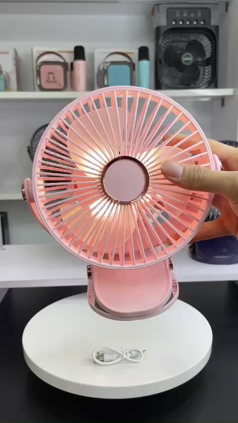 QUẠT KẸP ĐỂ BÀN CÓ ĐÈN LED TÍCH ĐIỆN MINI LỚN TỐC ĐỘ THỔI BAY CƠN NÓNG | BigBuy360 - bigbuy360.vn