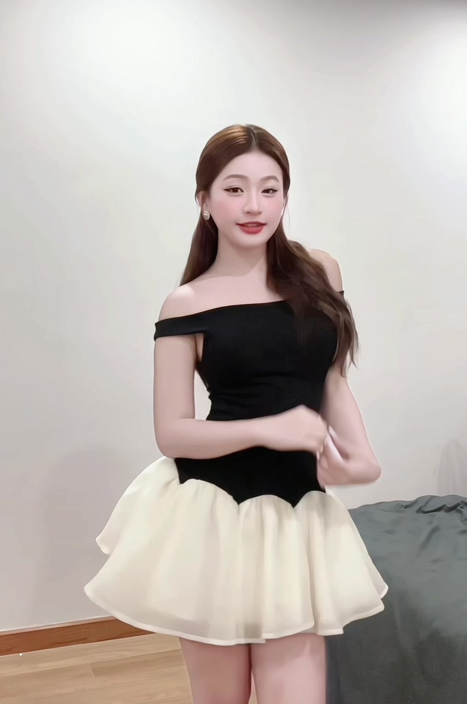 Váy trễ vai phối tùng xốp dáng xòe phồng tiểu thư kèm quần bảo hộ rời NA11 | BigBuy360 - bigbuy360.vn