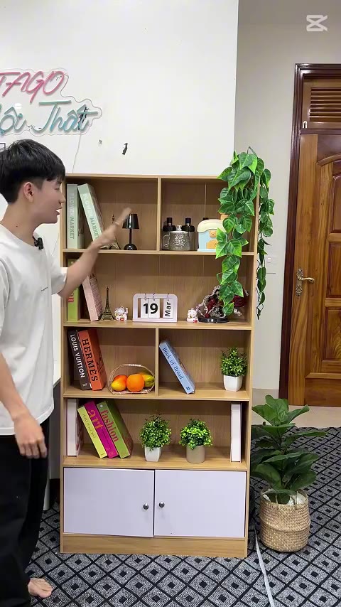 Tủ sách gỗ đa năng, tủ gỗ chữ U để đồ nhiều tầng, giá sách đứng trưng bày trang trí gỗ MDF CÓ HẬU FULL, có ngăn tủ | BigBuy360 - bigbuy360.vn