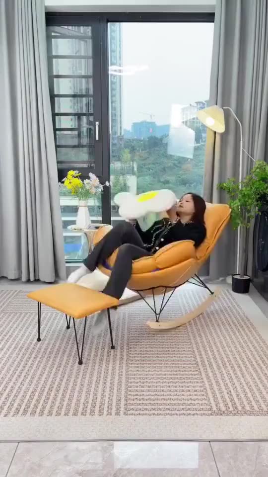 Ghế lười bập bênh thư giãn nhập khẩu,Ghế bập bênh Sofa đọc sách  decor phòng Tặng Kèm Đôn Gác Chân | BigBuy360 - bigbuy360.vn