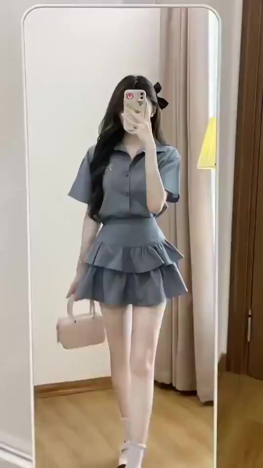 Set Áo Sơ Mi Thêu Nơ Kèm Chân Váy Xòe 2 Tầng Có Quần Bảo Hộ Siêu Xinh MS30 | BigBuy360 - bigbuy360.vn