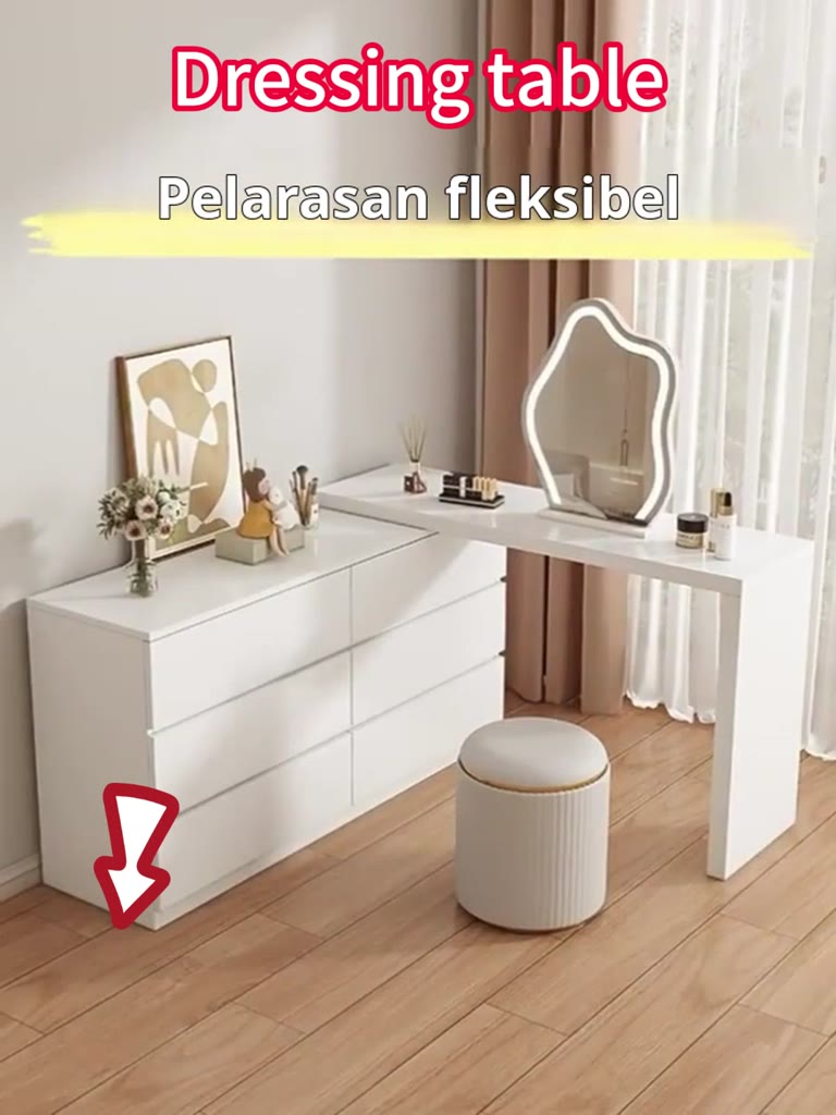 ALVIN 2m bàn trang điểm bàn phấn bàn làm việc có thể mở rộng kèm tủ để đồ tủlưu trữ tủ đầu giường | BigBuy360 - bigbuy360.vn