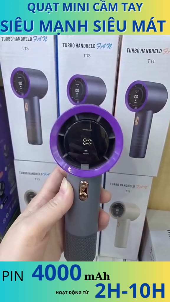 Quạt cầm tay tích điện 4000 mah có màn hình hiển thị với 100 tốc độ gió có thể điều chỉnh mát lạnh | BigBuy360 - bigbuy360.vn