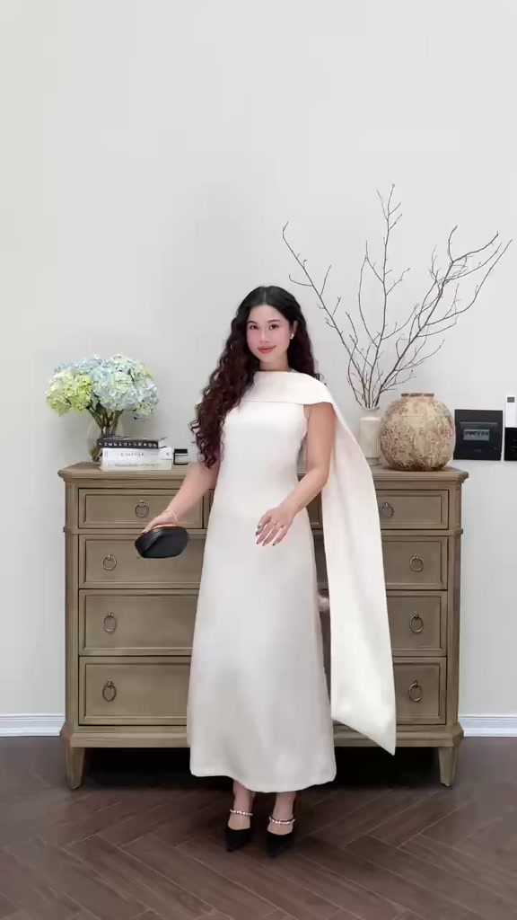 Váy đầm dự tiệc hai dây phối áo choàng ngoài thiết kế TIINSTORE chiết eo sang chảnh thanh lịch VHS.2502.010 | BigBuy360 - bigbuy360.vn