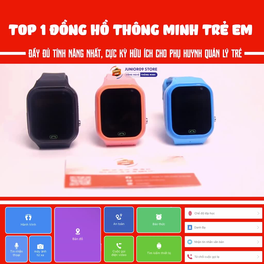 Đồng hồ thông minh Định vị Trẻ em Lắp sim Nghe gọi Video Call Chống nước cho bé trai bé gái JUNIOR09 WATCH KID MINI | BigBuy360 - bigbuy360.vn