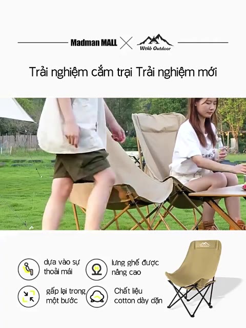 ghế camping, ghế gấp gọn tựa lưng cao, ghế dã ngoại, có thể gấp lại, di động, đi dã ngoại, có túi đựng, tải trọng 300KG | BigBuy360 - bigbuy360.vn