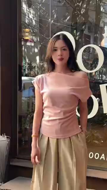 Áo Thun Lệch Vai Xếp Ly, Áo Kiểu Sườn Nhún Eo Thanh Lịch, Áo Phông Form Vừa Chất Vải Co Dãn Mềm Mịn | BigBuy360 - bigbuy360.vn