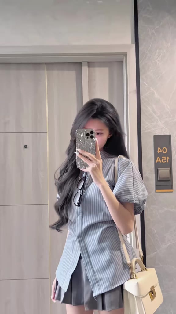 Áo Sơ Mi Tay Bồng Có Dây Rút Eo, Cổ Tàu Kẻ Sọc Xinh Xắn by BUN222 | BigBuy360 - bigbuy360.vn