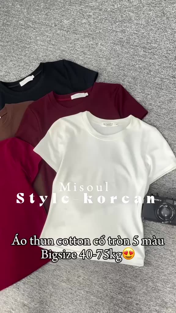 Áo Thun Nữ Cotton Mịn Mát Misoul Không Pha NiLon, Áo Phông Cổ Tròn Ôm Body Basic Co Giãn Thoáng Mát Bigsize 402 | BigBuy360 - bigbuy360.vn