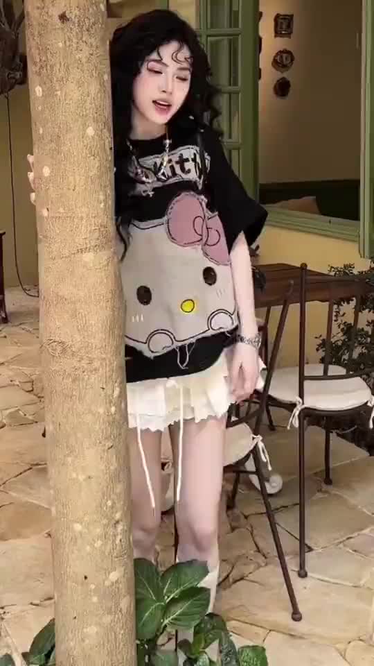 Sét áo váy Hello Kitty nữ màu hồng form rộng thêu phong cách dễ thương Hàn Quốc, set đồ nữ hottrend | BigBuy360 - bigbuy360.vn