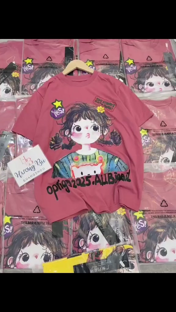 Áo Phông Kim Sa Cô Gái Tết Tóc In Hình 2 Mặt Dáng Thụng Giấu Quần Chất Cotton Mịn Mát Hồng Vàng Nữ Top Women Loa | BigBuy360 - bigbuy360.vn