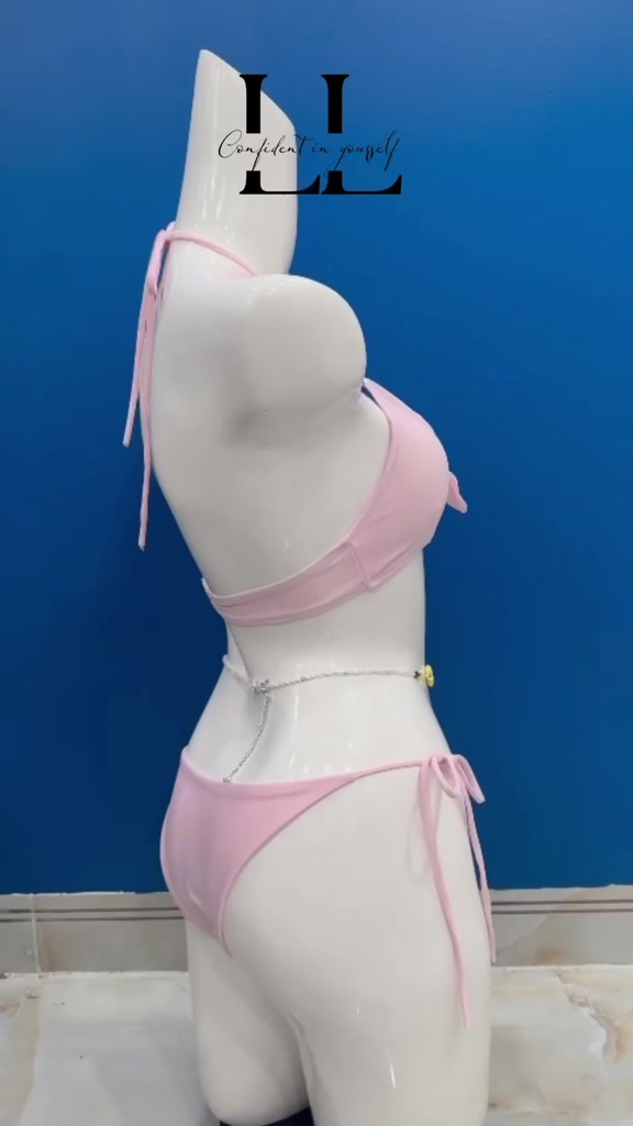 Bikini 2 Mảnh Nữ L&L BIKINI Dây Cột Cổ Nơ Ngực Gợi Cảm Freesize Màu Hồng Trắng Đi Biển - L02 | BigBuy360 - bigbuy360.vn