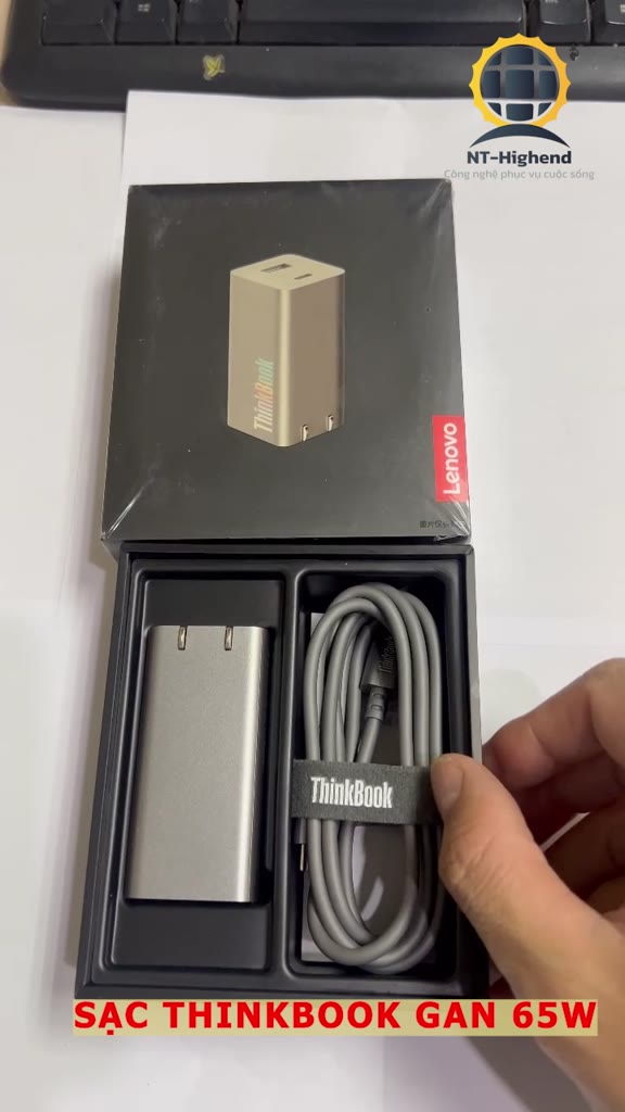 Bộ sạc Lenovo ThinkBook 65W GaN USB-C USB-A nhỏ gọn Cáp 1m8 cho Laptop Điện Thoại Máy Tính Bảng | BigBuy360 - bigbuy360.vn