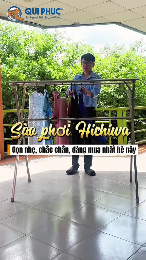 Sào phơi quần áo Hichiwa QUI PHÚC, inox cao cấp, bền chắc, gấp gọn, tăng chỉnh kích thước linh hoạt | BigBuy360 - bigbuy360.vn