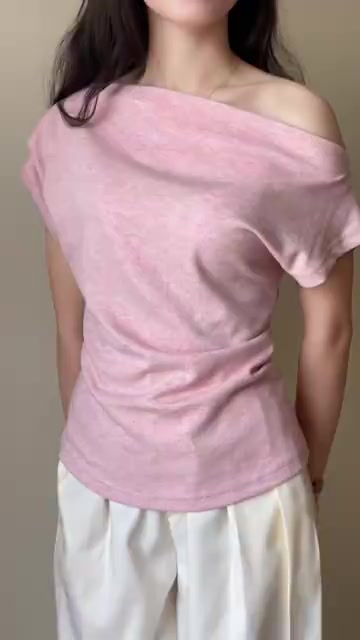 Áo Thun Lệch Vai Xếp Ly, Áo Kiểu Sườn Nhún Eo Điệu Đà, Áo Phông Form Vừa Chất Vải Co Dãn Mềm Lâm Tú-MA 315 | BigBuy360 - bigbuy360.vn