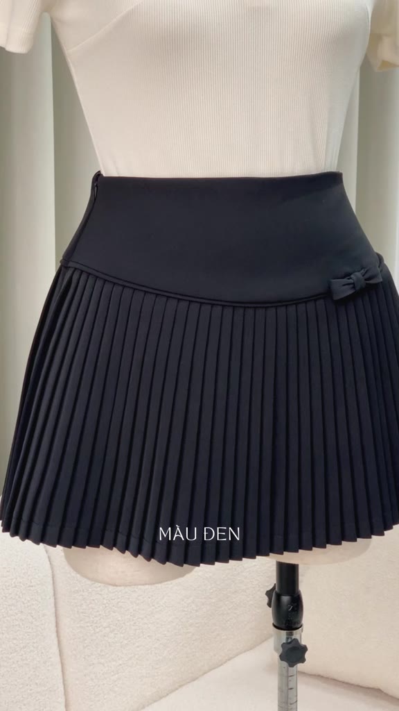 Chân váy xếp ly nhỏ phối nơ, chân váy ngắn xoè tiểu thư Linly Store CV-N46 | BigBuy360 - bigbuy360.vn