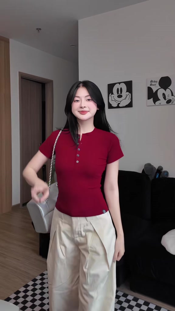 Áo thun cộc tay cúc xẻ chất thun zip co dãn mềm mịn ôm body HA456 | BigBuy360 - bigbuy360.vn