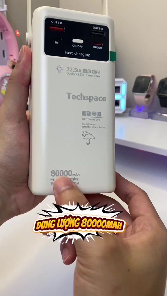 Sạc Dự Phòng 80.000mAh, Trạm Sạc Tích Điện Hỗ trợ sạc nhanh 22,5W, 4 đầu ra tích hợp đèn | BigBuy360 - bigbuy360.vn