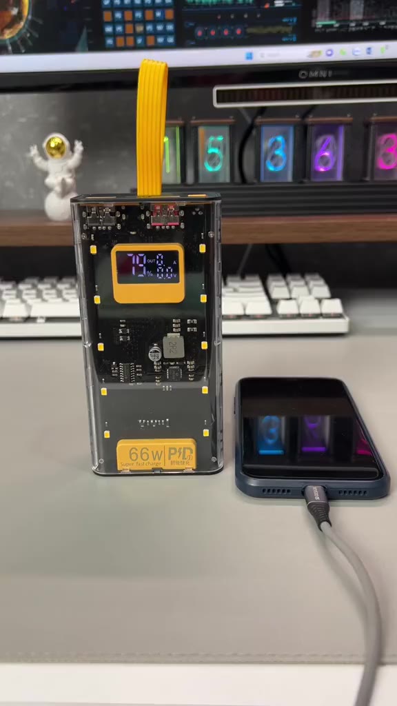 Sạc dự phòng 50.000MAH sạc nhanh PD120W/20W trong suốt tích hợp 4 dây sạc tích hợp đèn led chiếu sáng | BigBuy360 - bigbuy360.vn