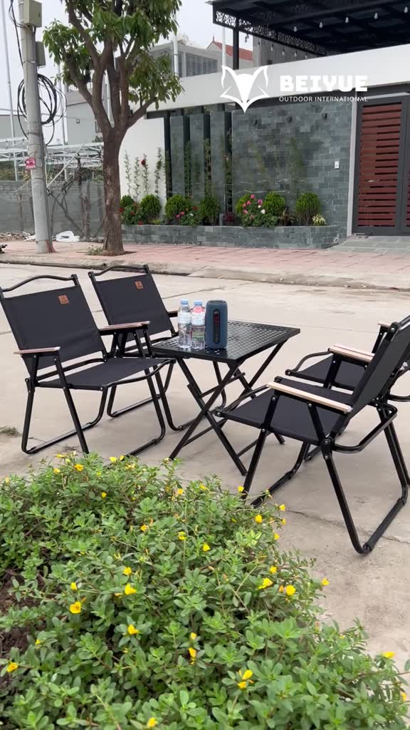 Combo 1 Bàn Kim Cương + 4 ghế Khung Đen Vải Đen. Bộ Bàn Ghế Cắm Trại, Dã Ngoại, Cà Phê, Du Lịch | BigBuy360 - bigbuy360.vn