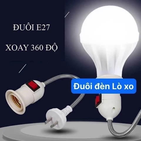 Chuôi Đèn Đui Đèn E27 Thân Uốn Dẻo Lò Xo Có Công Tắc Điều Chỉnh 360 20cm 25cm MOGEE | BigBuy360 - bigbuy360.vn