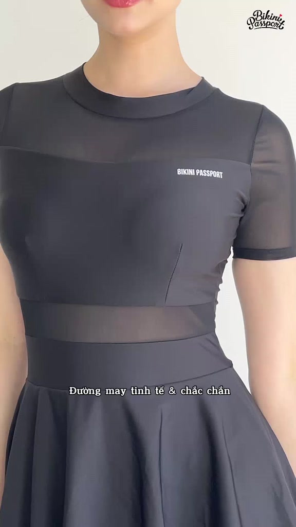 Đồ bơi một mảnh nữ tay ngắn che khuyết điểm đi biển - Bikini Passport - BS1020_BL | BigBuy360 - bigbuy360.vn