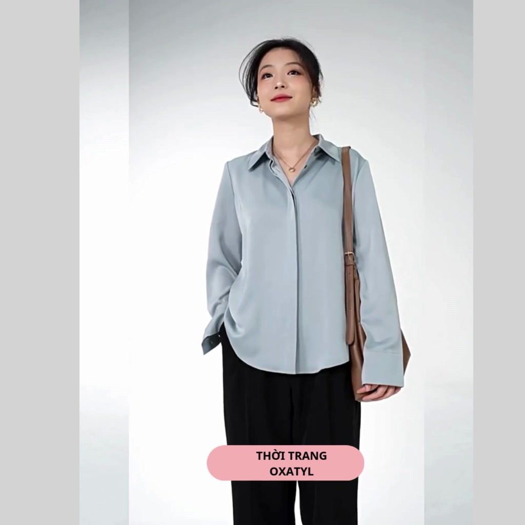 Áo sơ mi nữ dài tay lụa Qeen cao cấp vải dày mềm rủ không nhăn fom áo rộng A57 | BigBuy360 - bigbuy360.vn