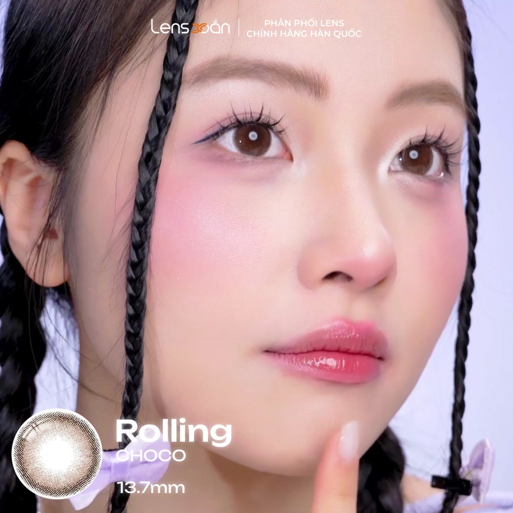 Kính áp tròng cận 6 tháng LENS XOẮN lens nâu tự nhiên trong veo 2 dải màu hiệu ứng MITUNO LENS ROLLING | BigBuy360 - bigbuy360.vn