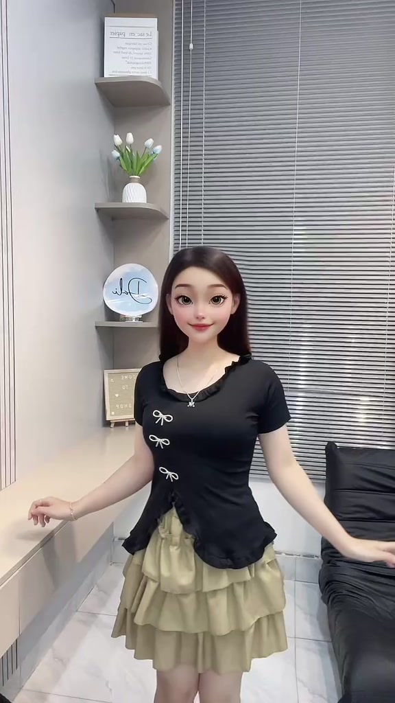 Set Áo Cổ Bèo Xẻ Vạt Kèm Nơ Đá + Chân Váy Đũi 3 Tầng Có Quần Trong, Set Tiểu Thư Sang Chảnh | BigBuy360 - bigbuy360.vn