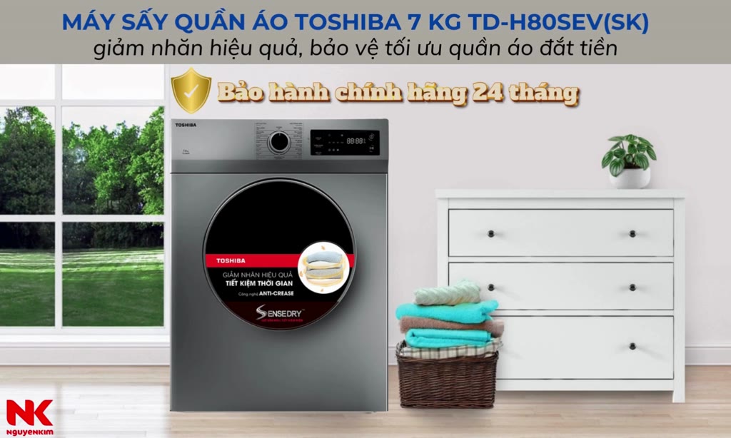 Máy sấy quần áo thông hơi Toshiba 7 kg TD-H80SEV(SK) | BigBuy360 - bigbuy360.vn