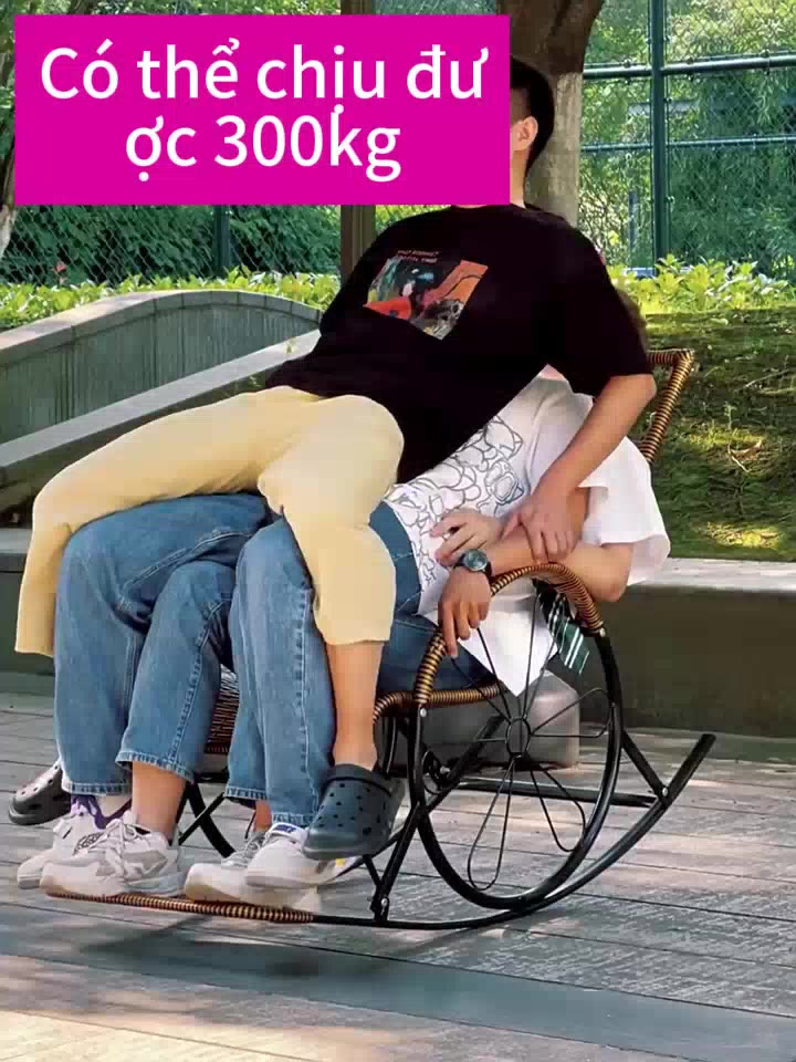 ALVIN ghế lười mây Thư Giãn Ghế Bập Bênh Đôi Có Gác Chân, Ghế Sofa Lười Khung Thếp,Nghề mây tre đan | BigBuy360 - bigbuy360.vn